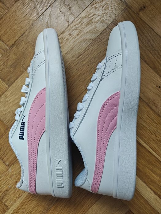 Adidași Puma Smash v2 Piele, Alb/Roz - Mărimea 35.5