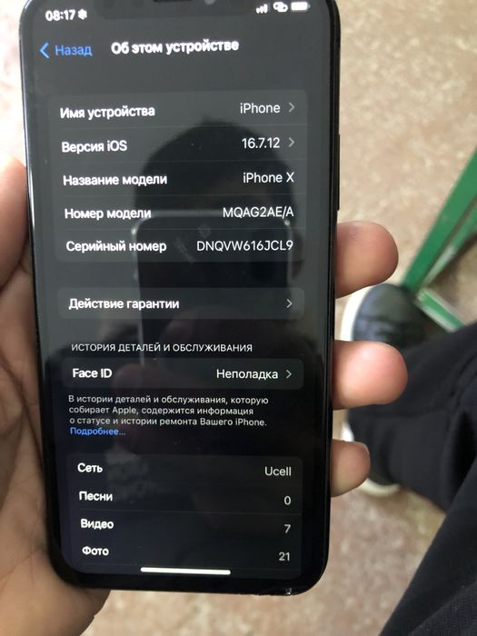 Iphone x holati ideal 256 gb