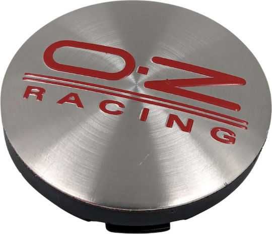 Комплект 4 бр капачки за джанти OZ Racing – 60 мм, Сребристи с червено