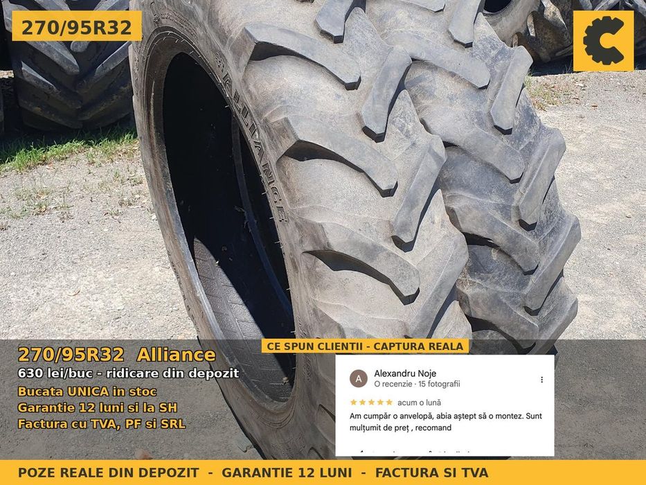 Anvelope Cauciucuri 270/95R32 270/95 R32 270/95-32 11.2R32 2709532 Alliance Prasitoare Tractor Roti Inguste Utilaje Agricole SH Second Hand IEFTIN