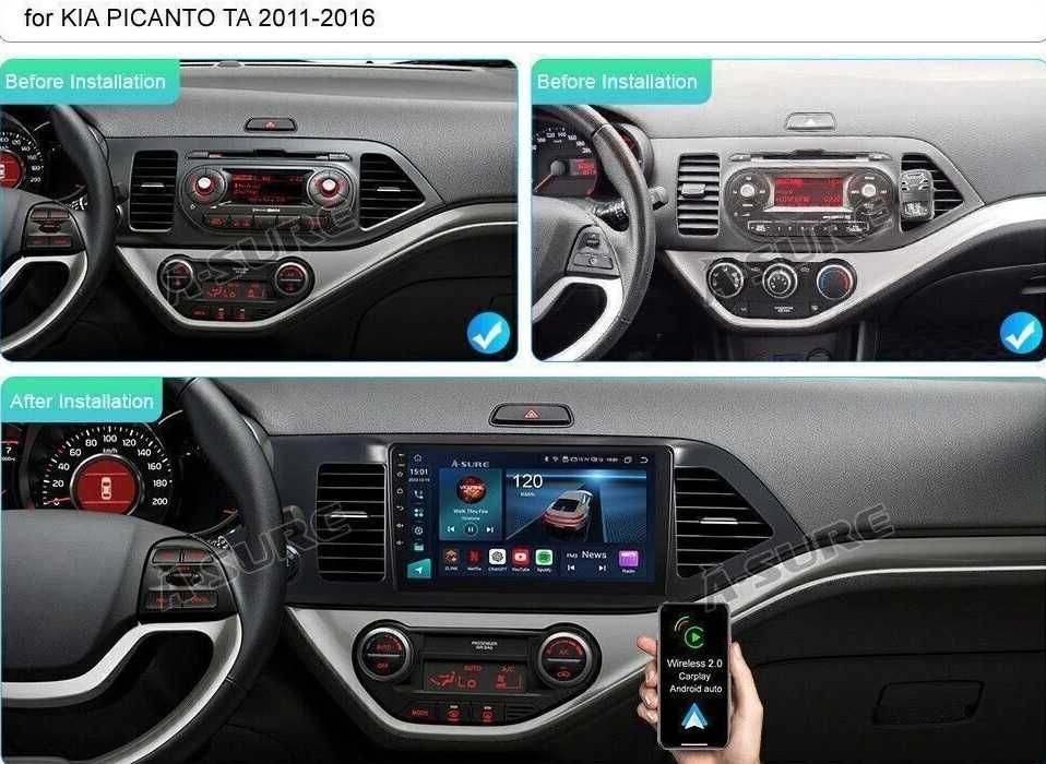 Мултимедия Двоен дин Kia Picanto Навигация 2DIN плеър Android Пиканто