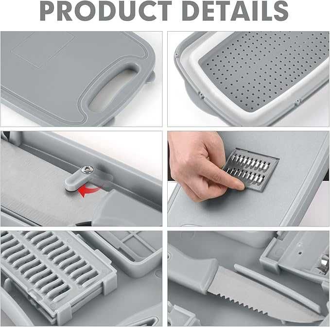 HI NINGER Сгъваема дъска за рязане с гевгир, 9в1 мулти дъска за рязане