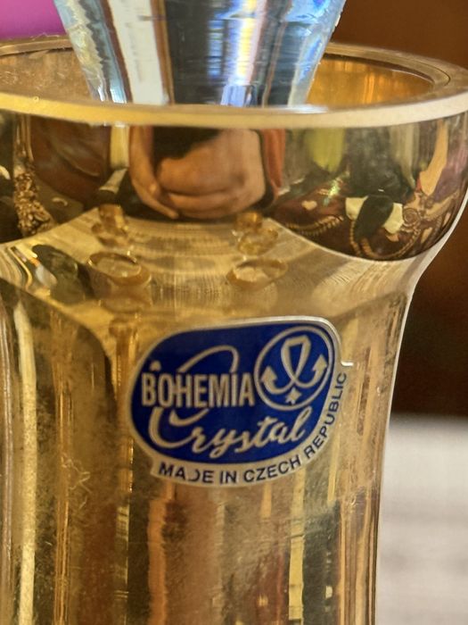 Сервиз чешки кристал ръчна изработка със позлата