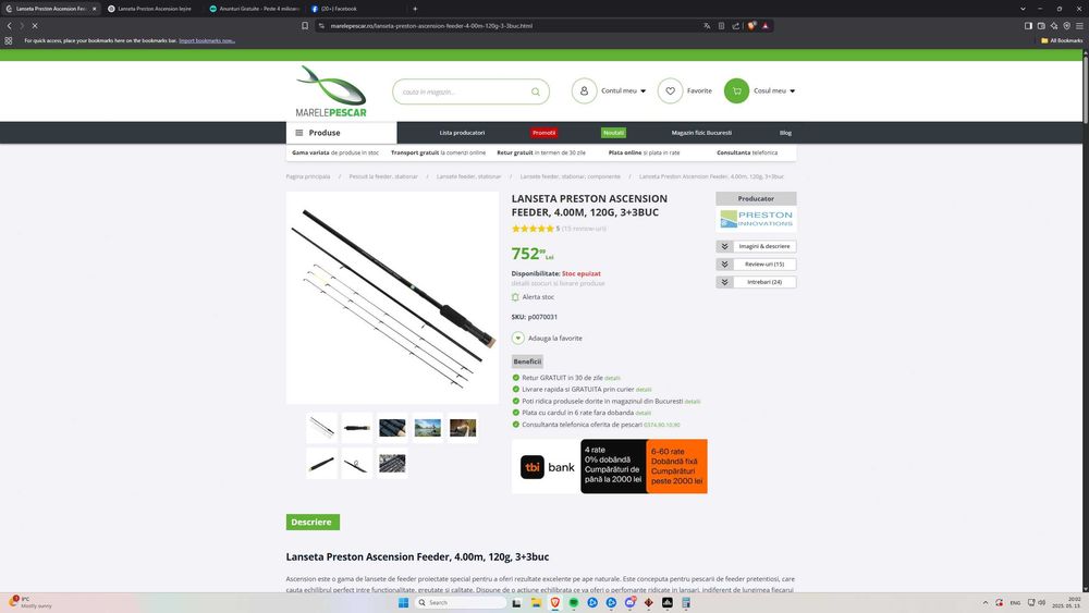 Lanseta Preston Ascension Feeder, 4.00m, 120g, 3+3buc