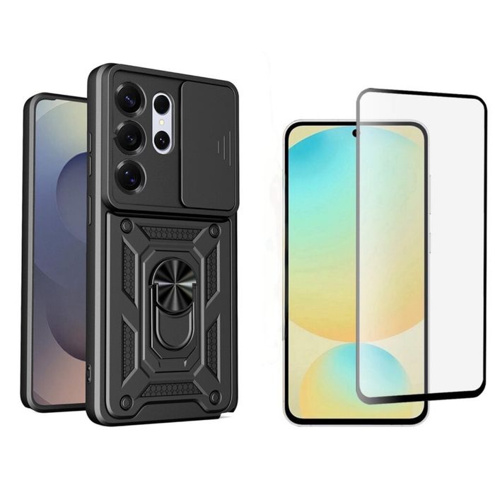 Samsung S24/S25/S26 PLUS ULTRA - Husa Defence Neagra + Folie Sticla