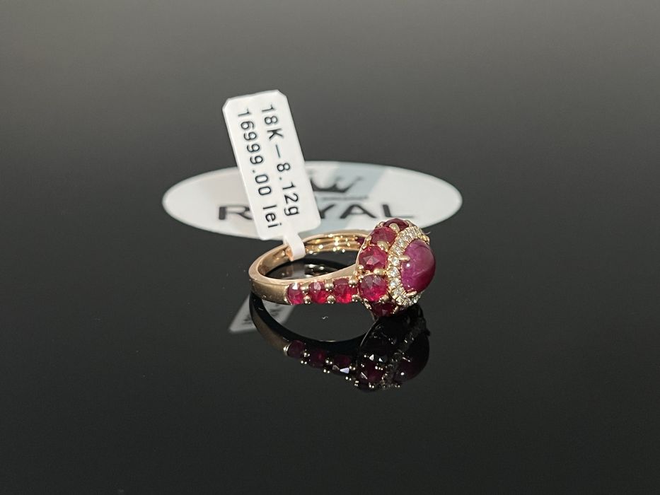 Bijuteria Royal CB : Inel dama diamant si rubin aur 18K 750 8,12 gr