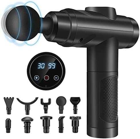 Нов Масажен пистолет 30 скорости LCD екран 10 приставки дълбок масаж