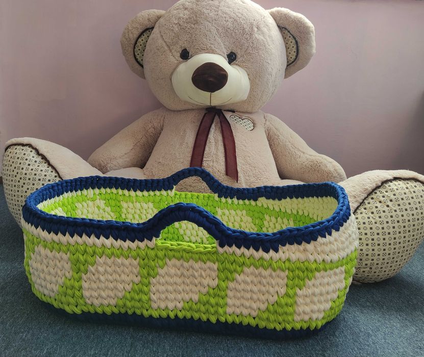 Плетен бебешки кош за спане, бутиков, за новородено, нов