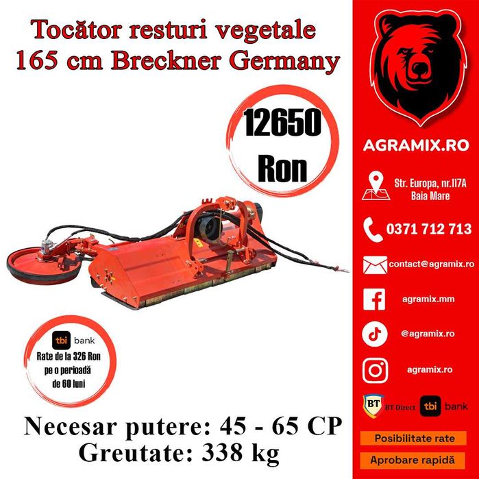 Tocatoare resturi vegetale cu palpator 1.65 m noua agramix