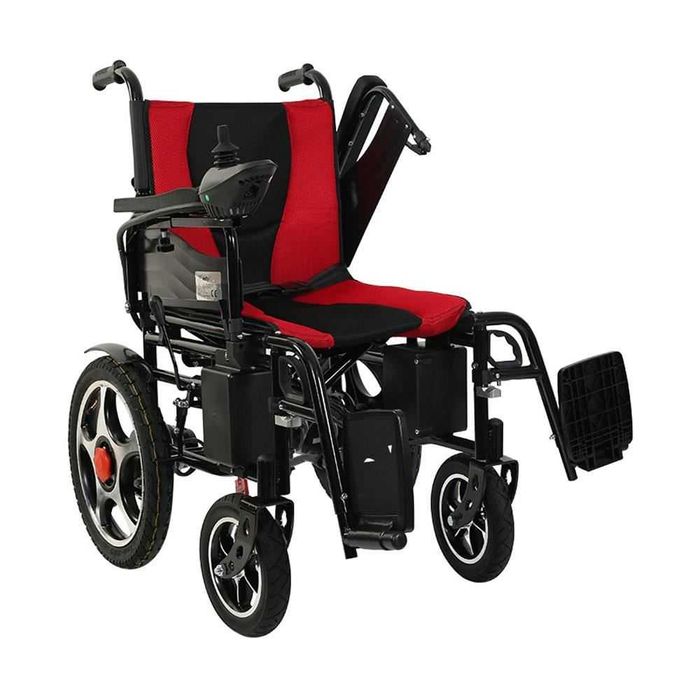 Scaun cu rotile electric, pliabil, manere rabatabile Rosu JT 099