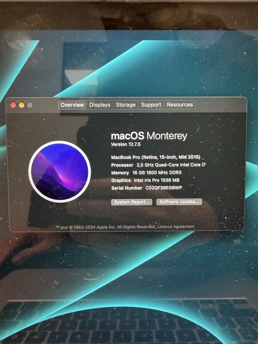 Vand MacBook Pro de 15,6 “ inch mid 2015