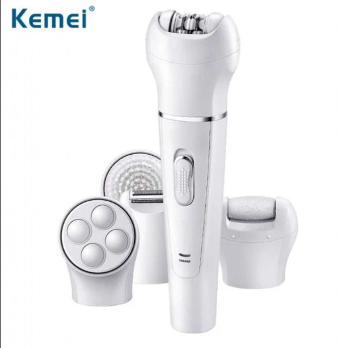 Епилатор Kemei 5 в 1, Бръснене, Масаж, Почистване и Ексфолиране
