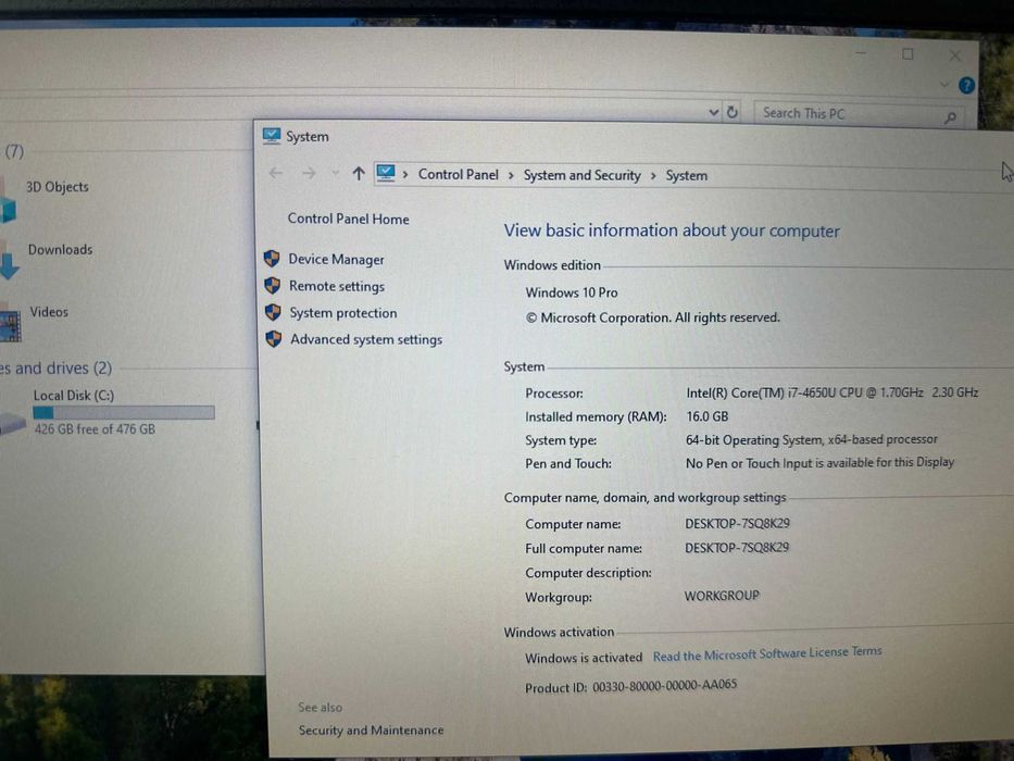 Dell Rugged 14 Extreme 7404  i7-4650-16Gb Ram-512Gb Ssd