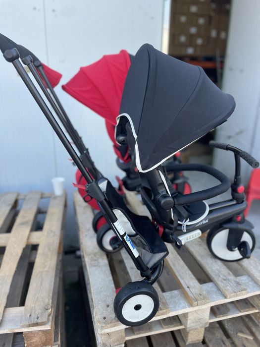 Tricicleta pentru copii Smart Trike STR3 Negru 6 in 1 ultrapliabila, dotata cu frana, scaun rabatabil, tehnologie Touch Steering, varsta 10 luni+