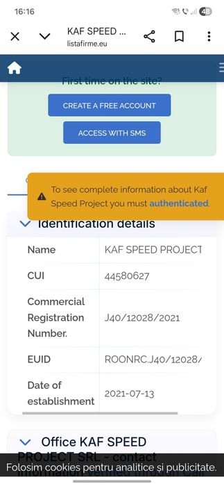Vanzare firma transport rutier ,intern si internationali