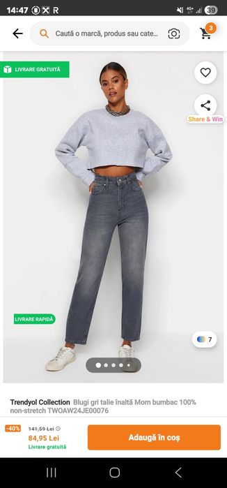 Blugi noi momfit marimea 42