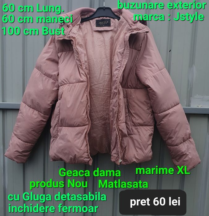 Geaca scurta matlasata cu gluga/XL
