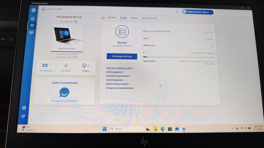 HP EliteBook 850 G6 / i5-8365U / 16GB RAM / SSD NVMe 1TB / Win11 Pro