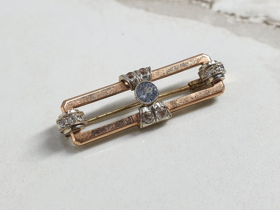 Broșă din aur de 14K cu diamante naturale – 4,49 g – 3,5 cm