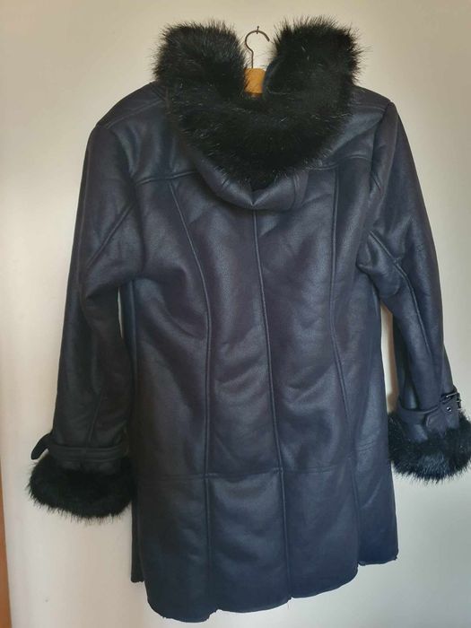 Кожено палто с пух