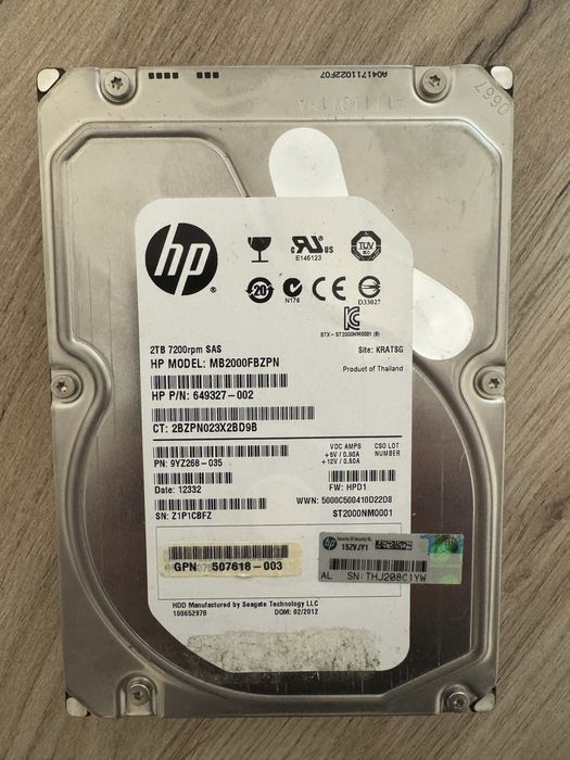 HPE 2TB SAS диск
