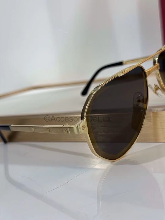Ochelari de Soare Cartier Aviator CT0461S Full Box Santos De Cartier [Verificare Colet] Gold