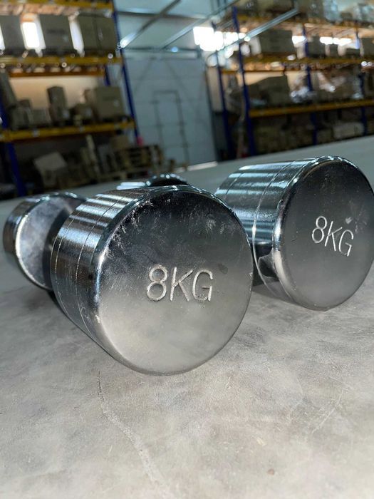 Set de 2 Gantere cromate cu greutate fixa 16 KG - 2x8 KG