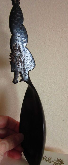 cadou rar Dragon din corn bivol de apa handmade lingura China 1960