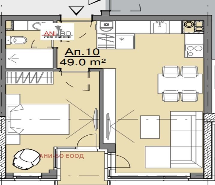 Южен двустаен в кв. Малинова Долина, площ 58m2, AKT 14, цена 139200