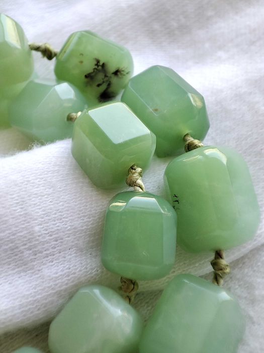 Colier aur 14k cu Crisopraz natural Chrysoprase Lantisor lant crysopraz UNICAT ARTMAX