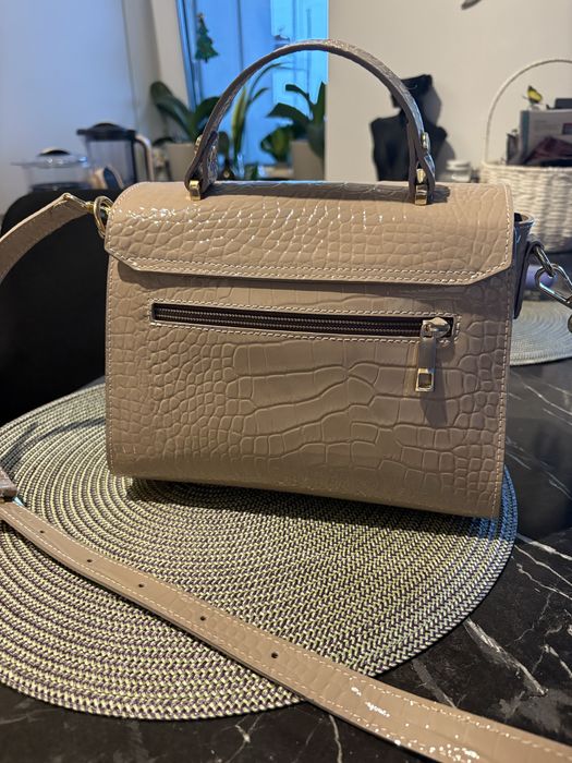 Geanta piele naturala Atelier Tanna nude croco editie limitata