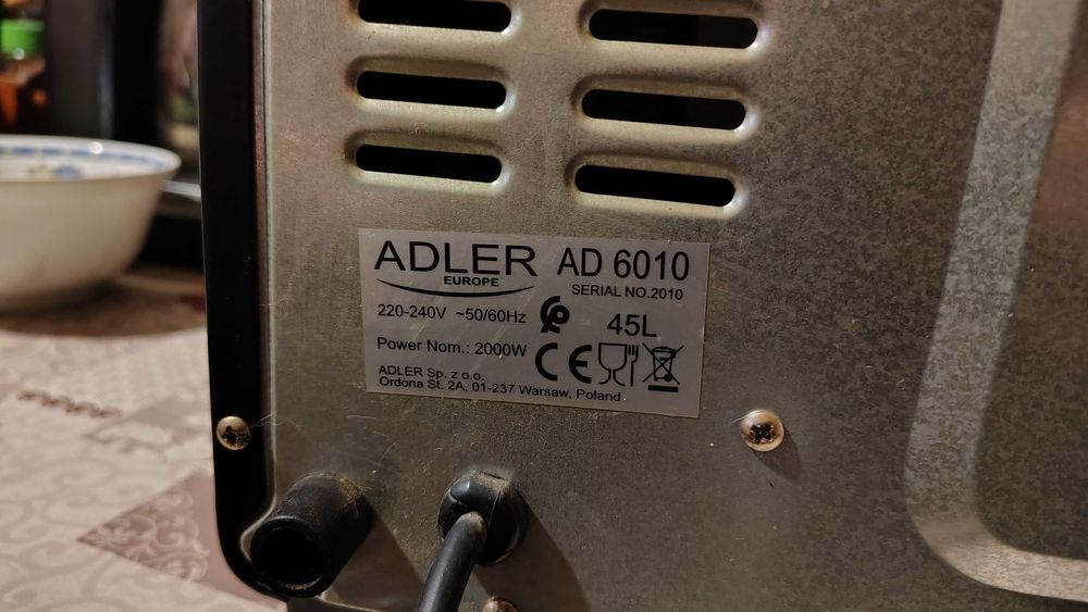 Cuptor electric Adler AD6010, 2000W, 45l, rotisor Negru