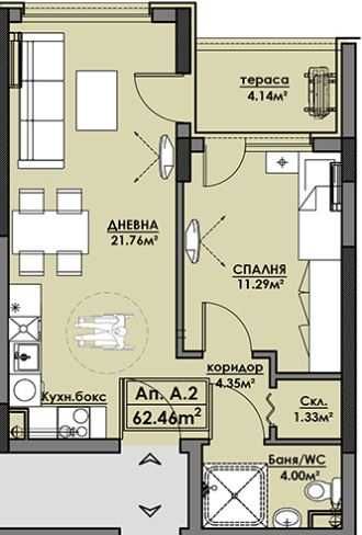 Продава се Двустаен апартамент в Бургас, Сарафово - 63 кв.м за 1078 €/кв.м - Снимка #3