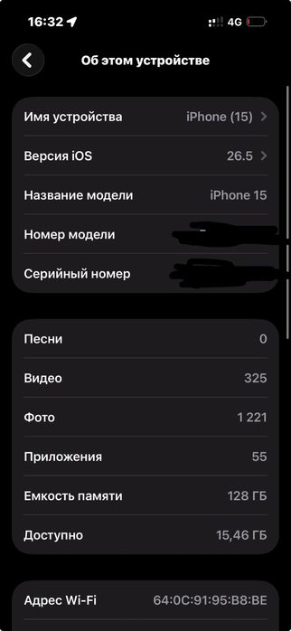 iphone 15 128гб, 92акб