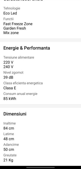 Frigider  Arctic ATF905WN, 89 l, Clasa E, H 85 cm