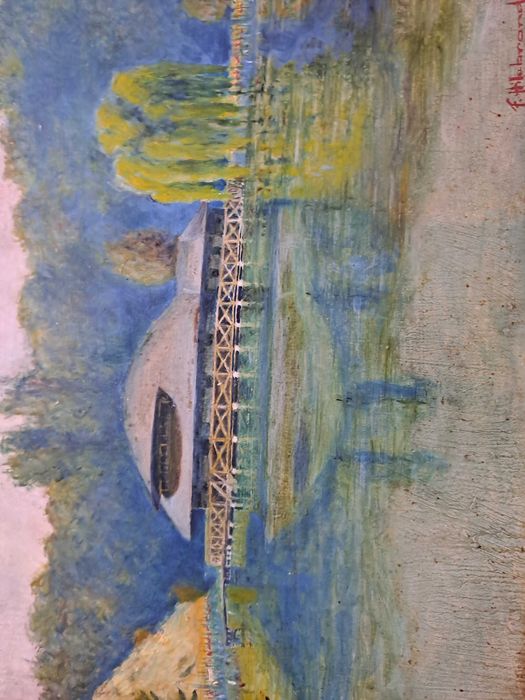 tablou pictura pe carton gros 35/40 cm semnat f hillebrand