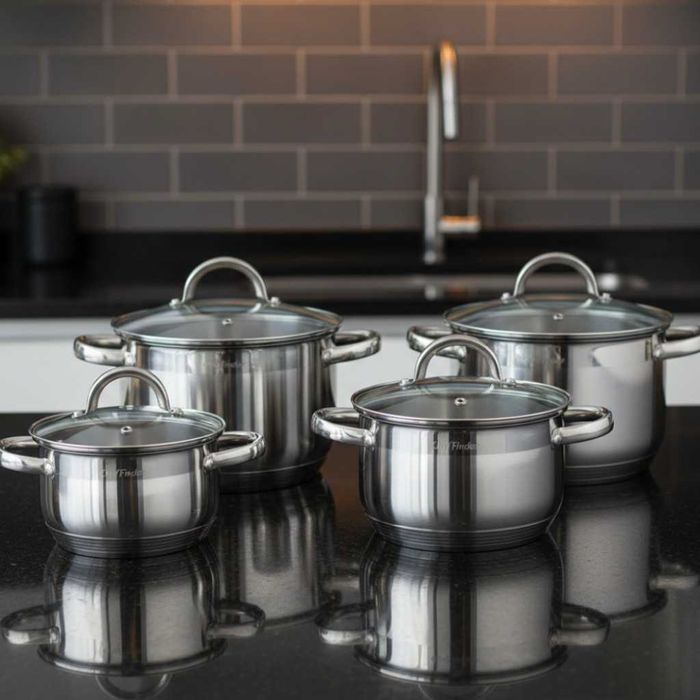 Комплект тенджери Cheffinger – 8 части инокс с капаци