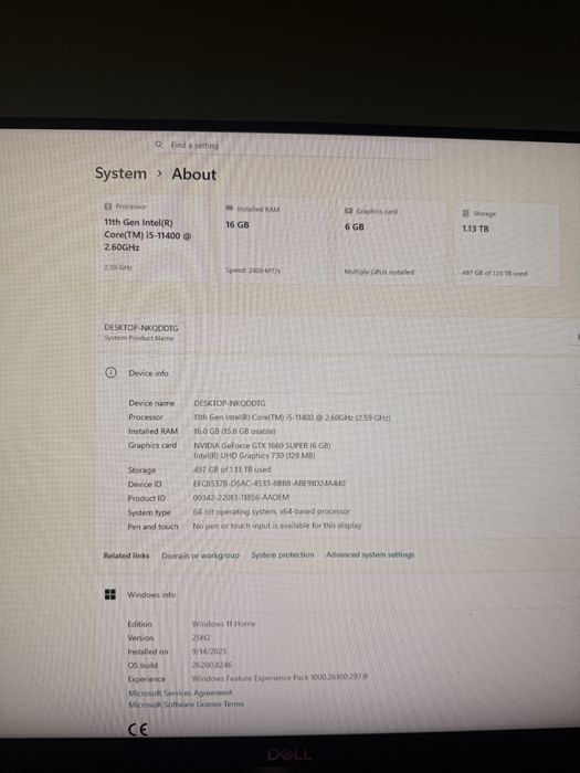 PC Gaming i5-11400 + GTX 1660 SUPER, 16GB RAM, 1TB – + Mouse & Boxe