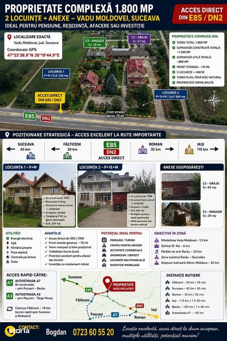 VADU Moldovei Suceava- Locuinta, Anexe, Magazin, Depozit si Teren