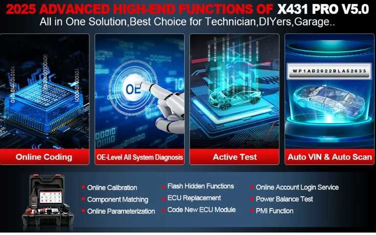 Launch X431 PRO V 5.0 ELITE BT: Dignoza / Tester ORIGINAL ECU CODING