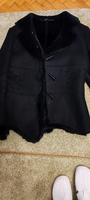 Haină neagra imitație blana