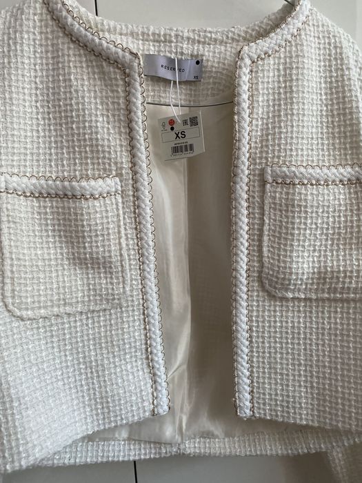 Sacou tweed alb Reserved