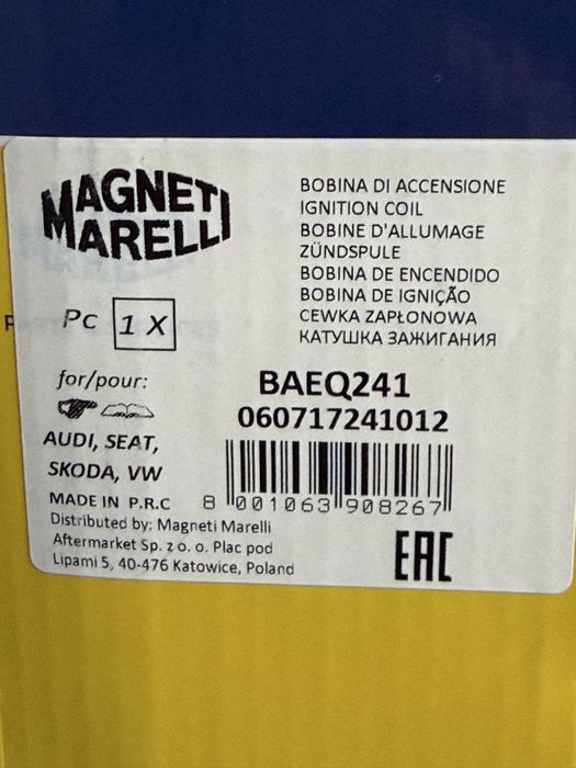 Bobină inducție / aprindere Magneti Marelli BAEQ241 Audi, VW, Seat și Skoda