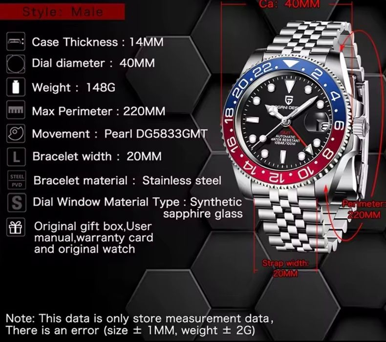 НОВ Pagani Design GTM Automatic Watch Stainless Steel Sapphire