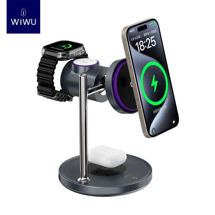 WiWU Wi-W041 Qi2.2 Док-станция 3в1 Активным охлаждением 25W iPhone 17