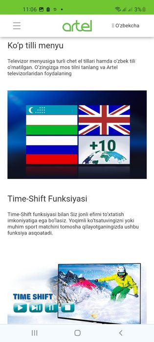 ARTEL UA43H3502 4K Ultra HD Golosovoy Dubl  pultli 3 yil gar