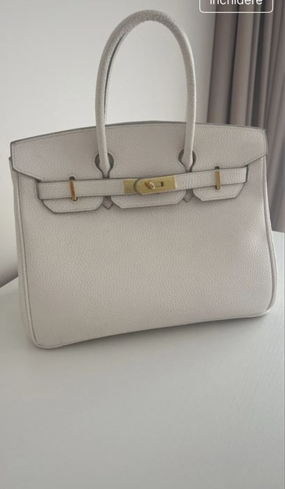 Poseta Geanta piele , alba, gold, 30