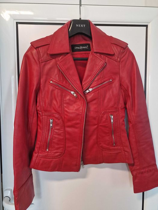 Якета от естествена кожа + тютюнево-зелено дълго палто