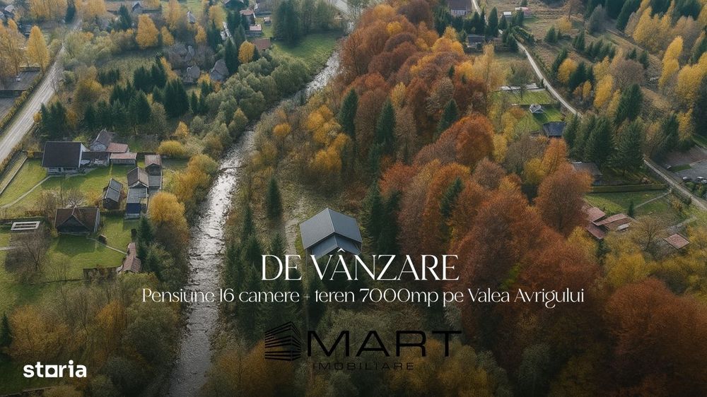 Pensiune 16 camere, teren 7000mp, Valea Avrigului