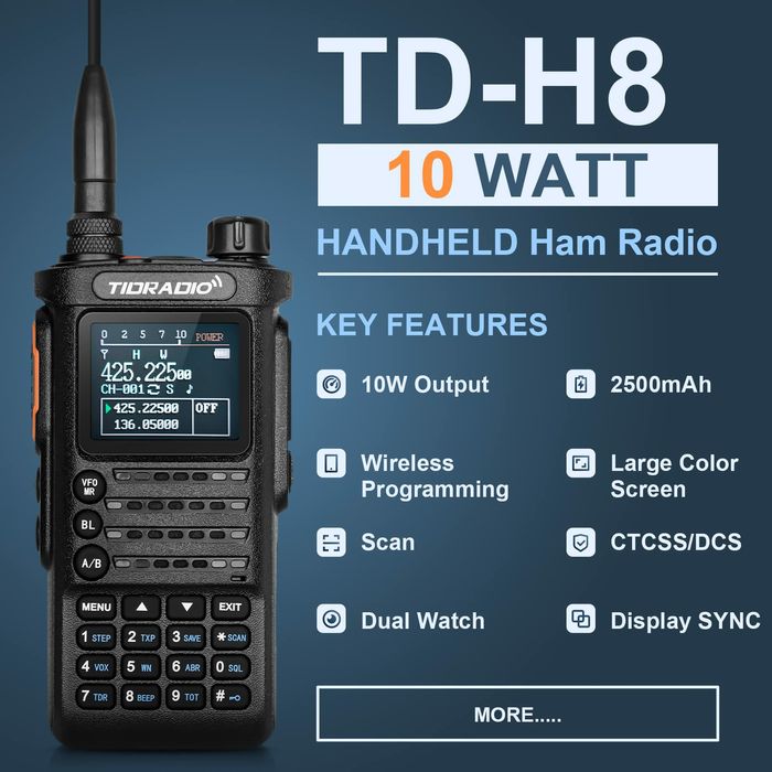 Нов модел мощна радиостанция Уоки Токи TIDRADIO TD H8 10W с Bluetooth